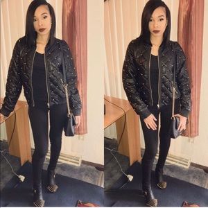 SOLD. stylish black & gold bomber